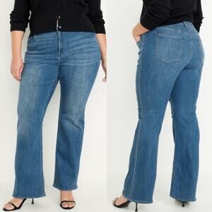 NWT Old Navy High-Waisted Wow Flare Jeans in Medium Campeche Wash Plus Size 22